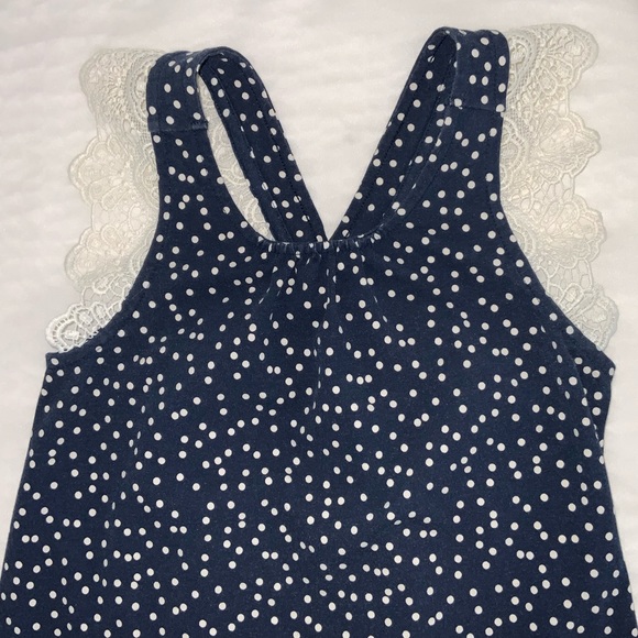 Girl’s Blue Polka Dots Lace Top Size M (7-8) - Picture 2 of 4